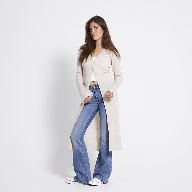 Ribbed knit cardigan dress "Mindy" Ivory